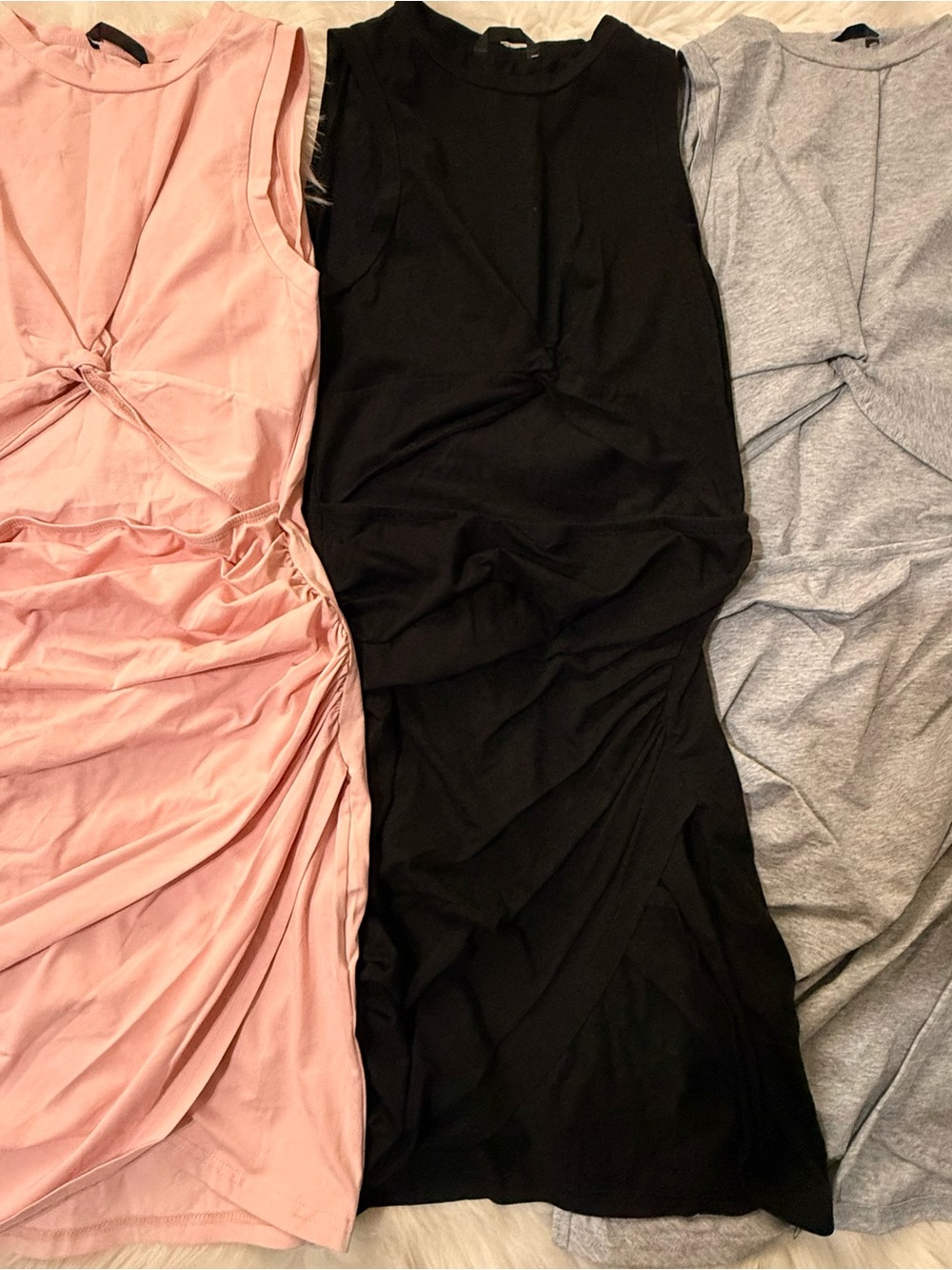 Sleeveless Twist-Front Women’s Dress — Pink, Black, Gray